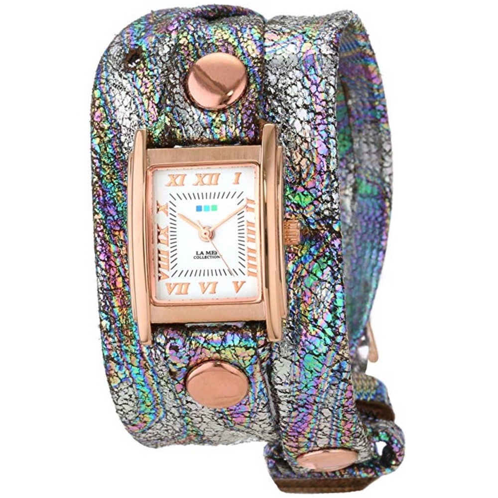 La Mer Collection Rose Gold leather wrap watch